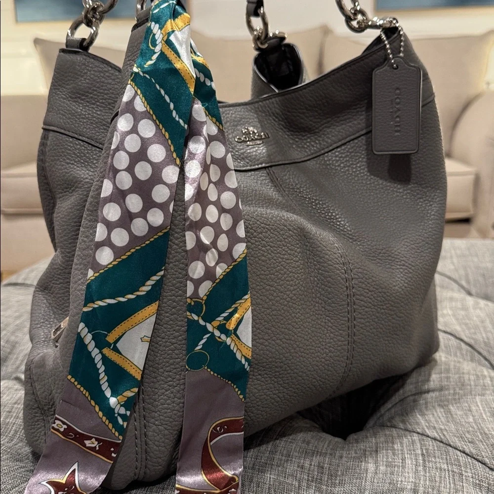 Coach Bag Lexy Gray Leather Shoulder Bag - Picture 3 of 17